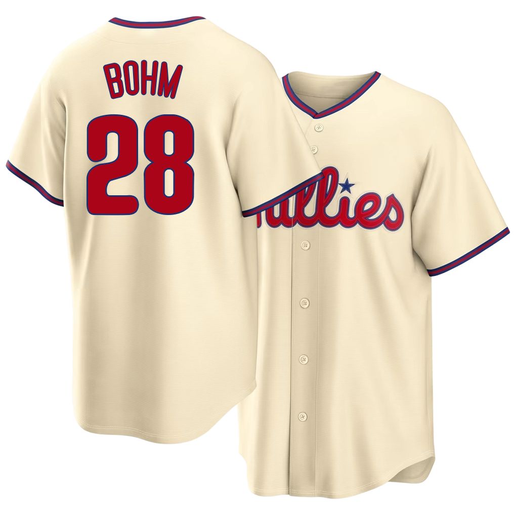 Philadelphia #28 Bohm Player Baseball Short Sleeve Cream Jersey Alec For Men Women Youth Gift
