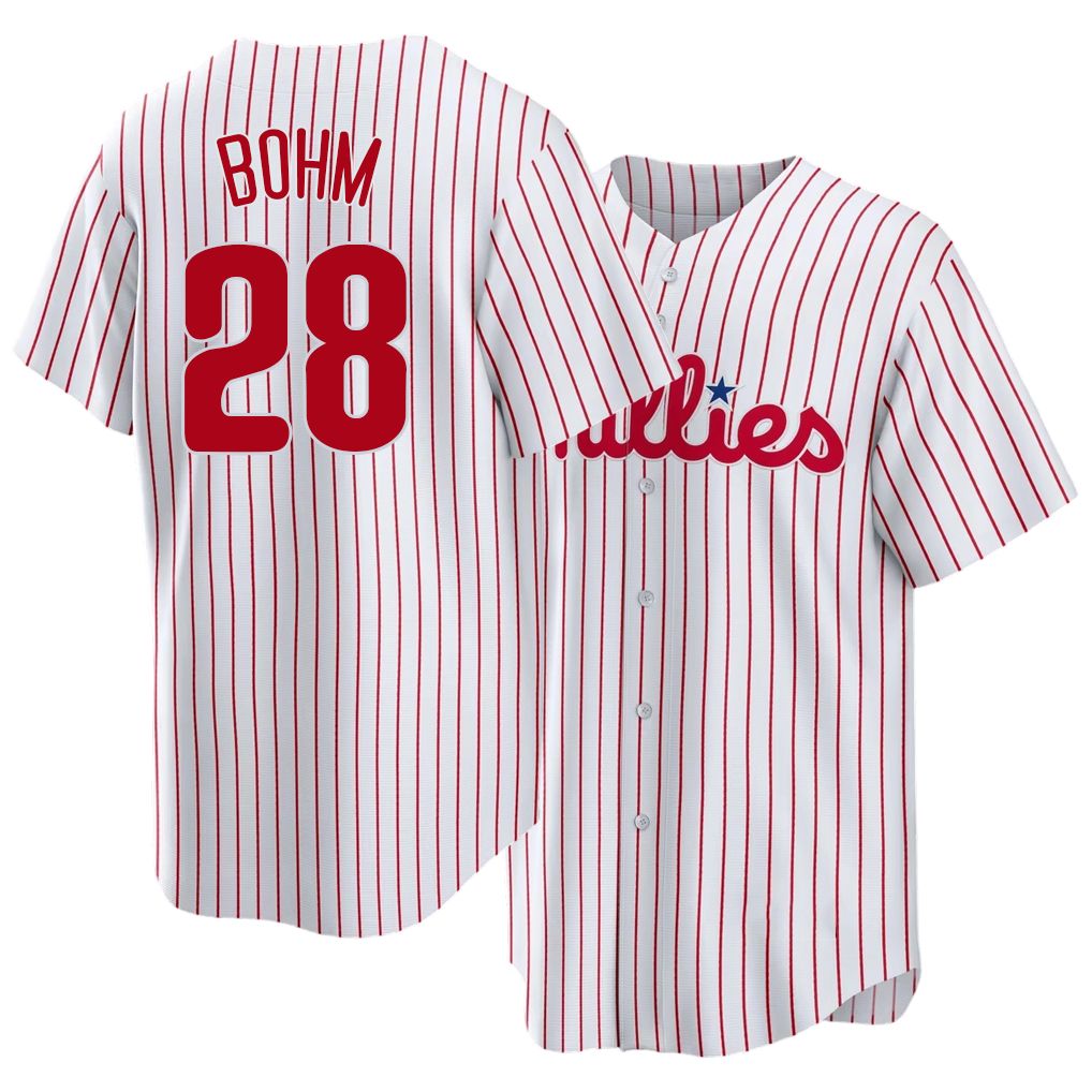 Philadelphia #28 Bohm Player Baseball Short Sleeve White Jersey Alec For Men Women Youth Gift