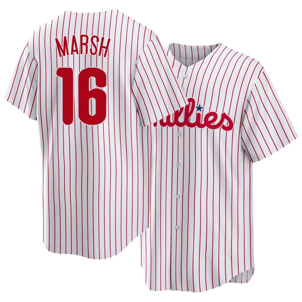 Philadelphia #16 Marsh Player Baseball Short Sleeve White Jersey Brandon For Men Women Youth Gift