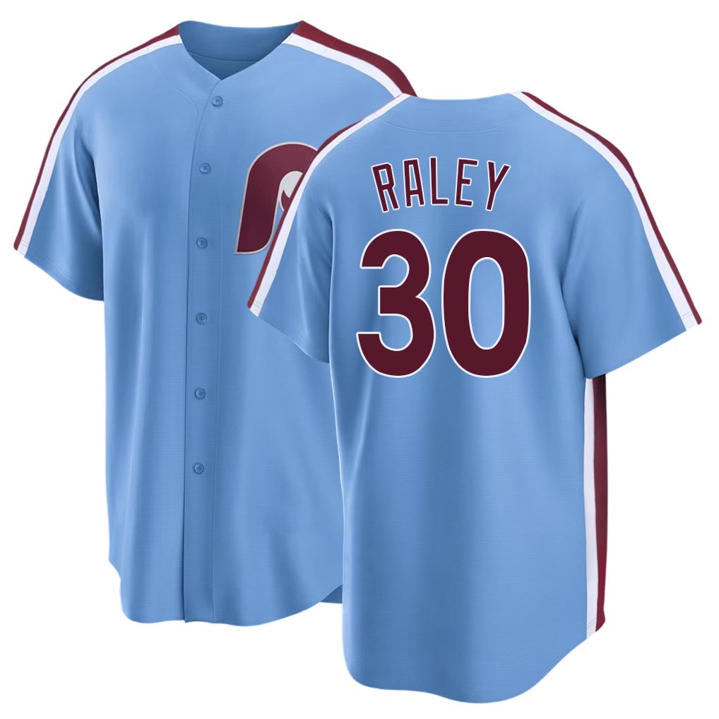 Philadelphia #30 Raley Player Baseball Short Sleeve Blue Jersey Brooks For Men Women Youth Gift
