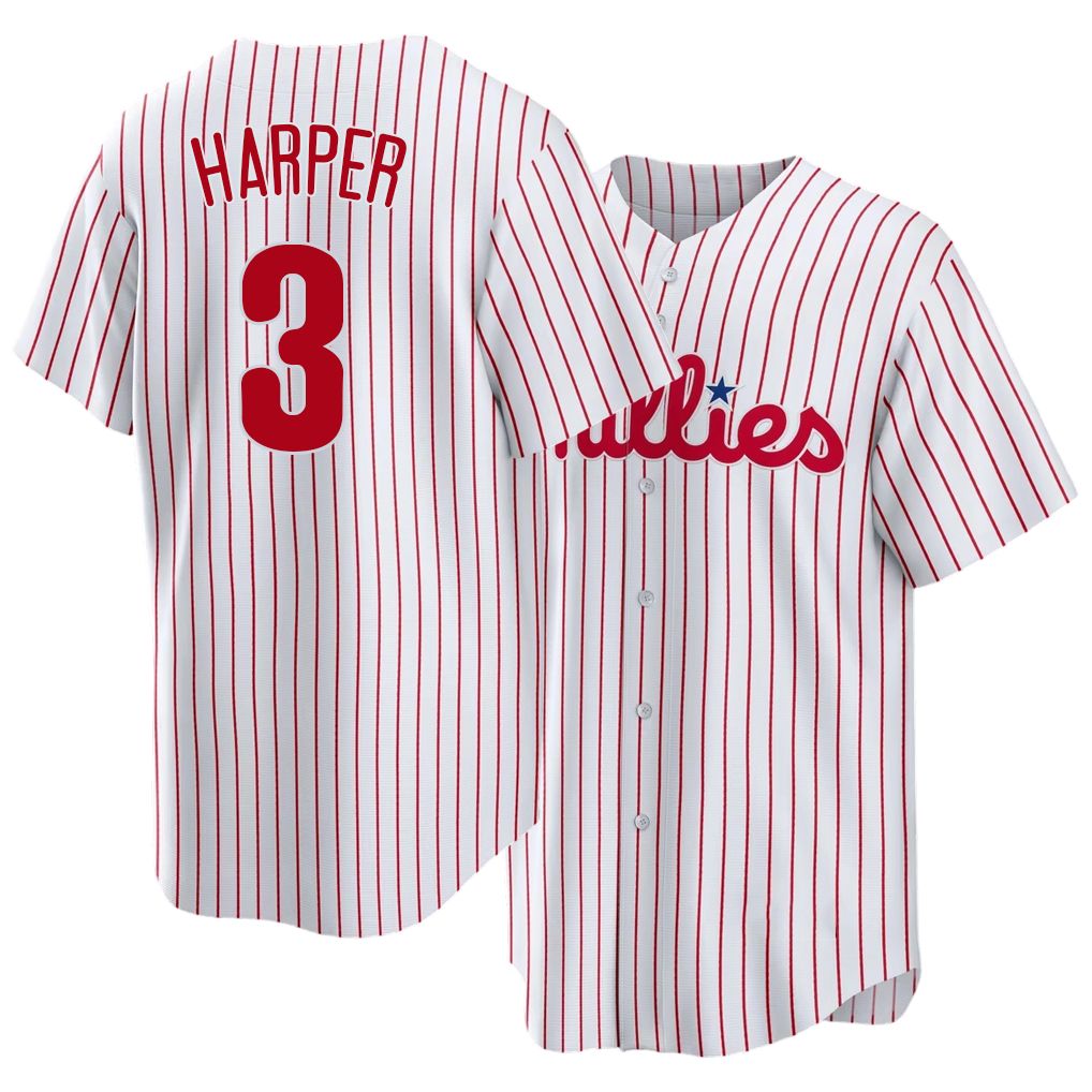 Philadelphia #3 Harper Player Baseball Short Sleeve White Jersey Bryce For Men Women Youth Gift