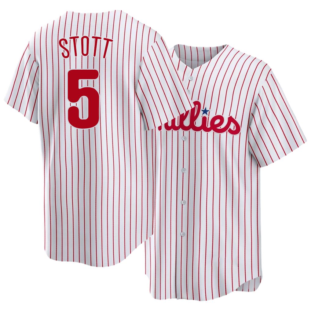 Philadelphia #5 Stott Player Baseball Short Sleeve White Jersey Bryson For Men Women Youth Gift