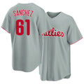 Philadelphia #61 Sanchez Player Baseball Short Sleeve Gray Jersey Cristopher For Men Women Youth Gift