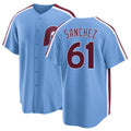 Philadelphia #61 Sanchez Player Baseball Short Sleeve Blue Jersey Cristopher For Men Women Youth Gift