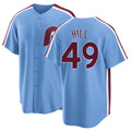 Philadelphia #49 Hill Player Baseball Short Sleeve Blue Jersey Derek For Men Women Youth Gift