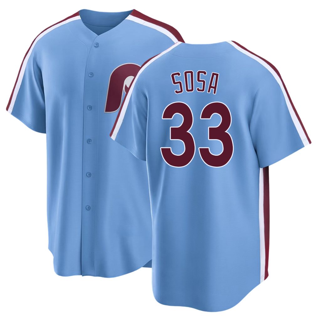 Philadelphia #33 Sosa Player Baseball Short Sleeve Blue Jersey Edmundo For Men Women Youth Gift