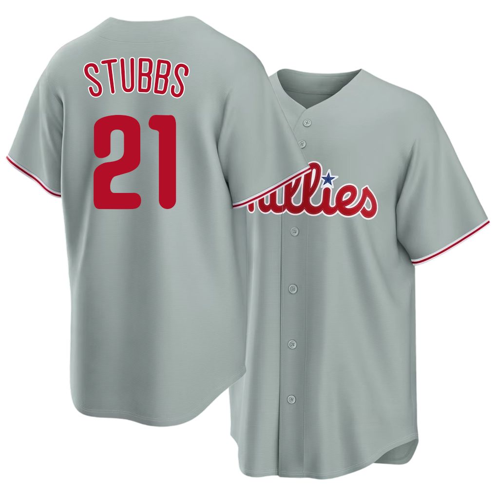 Philadelphia #21 Stubbs Player Baseball Short Sleeve Gray Jersey Garrett For Men Women Youth Gift