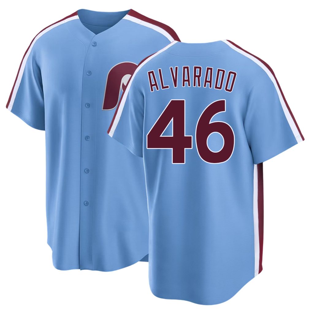 Philadelphia #46 Alvarado Player Baseball Short Sleeve Blue Jersey José For Men Women Youth Gift