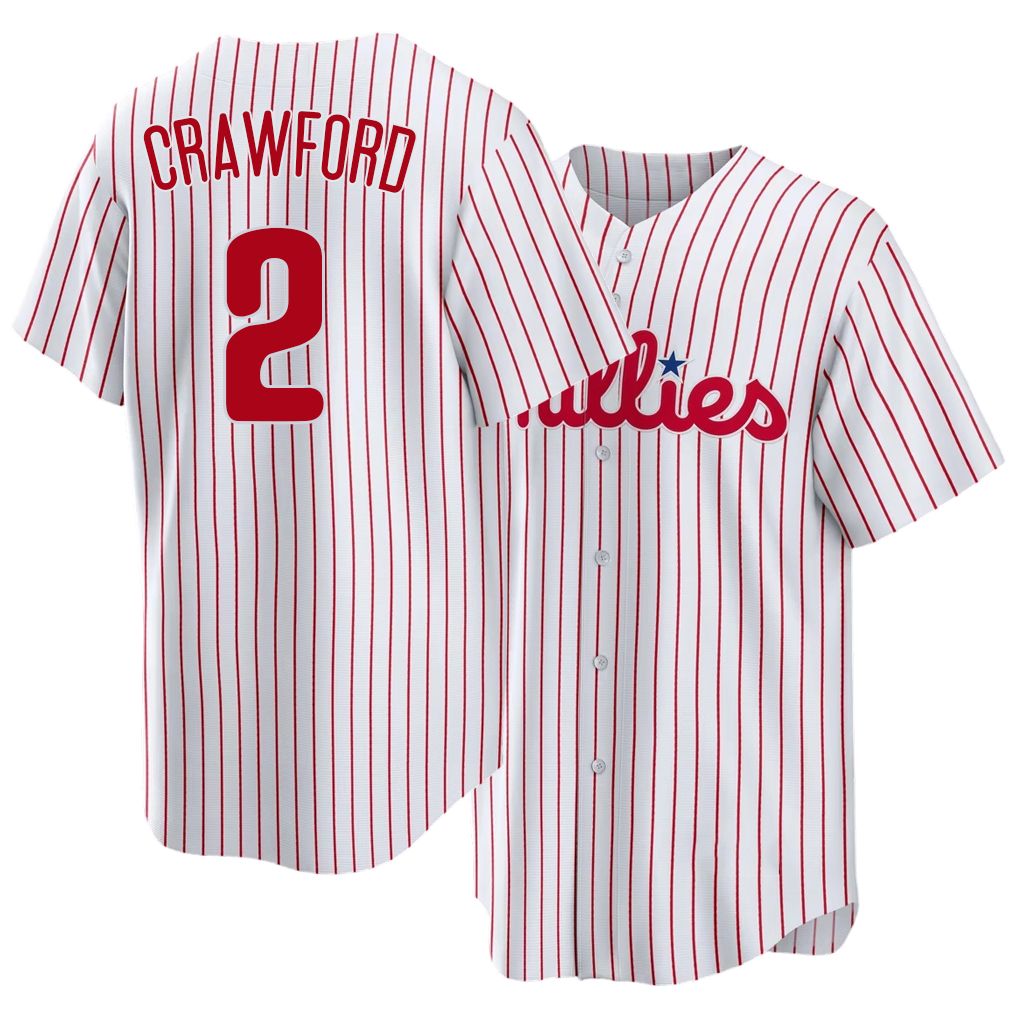 Philadelphia #2 Crawford Player Baseball Short Sleeve White Jersey Justin For Men Women Youth Gift