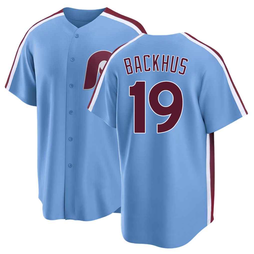 Philadelphia #19 Backhus Player Baseball Short Sleeve Blue Jersey Kyle For Men Women Youth Gift