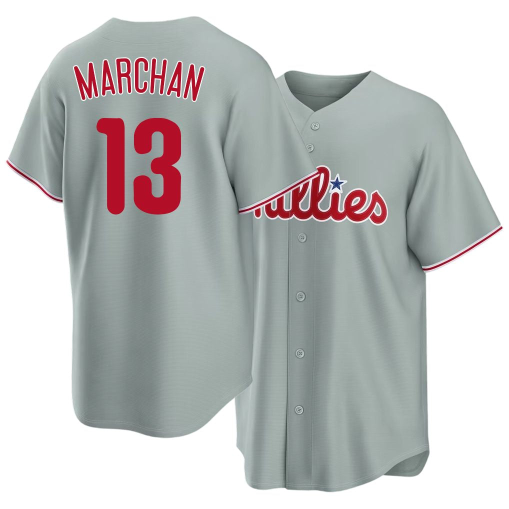 Philadelphia #13 Marchan Player Baseball Short Sleeve Gray Jersey Rafael For Men Women Youth Gift
