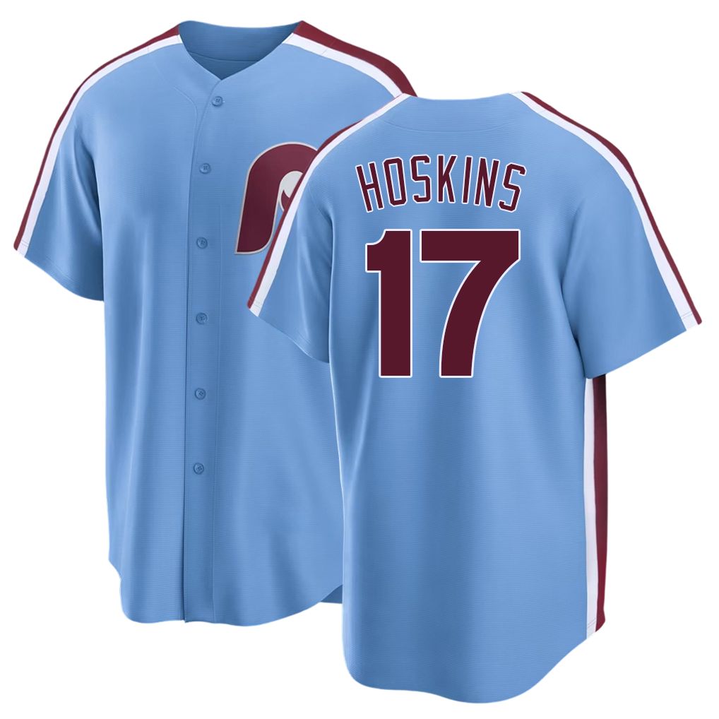 Philadelphia #17 Hoskins Player Baseball Short Sleeve Blue Jersey Rhys For Men Women Youth Gift