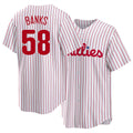 Philadelphia #58 Banks Player Baseball Short Sleeve White Jersey Tanner For Men Women Youth Gift