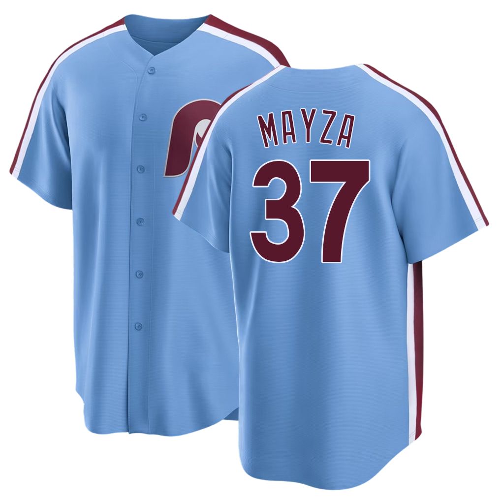 Philadelphia #37 Mayza Player Baseball Short Sleeve Blue Jersey Tim For Men Women Youth Gift
