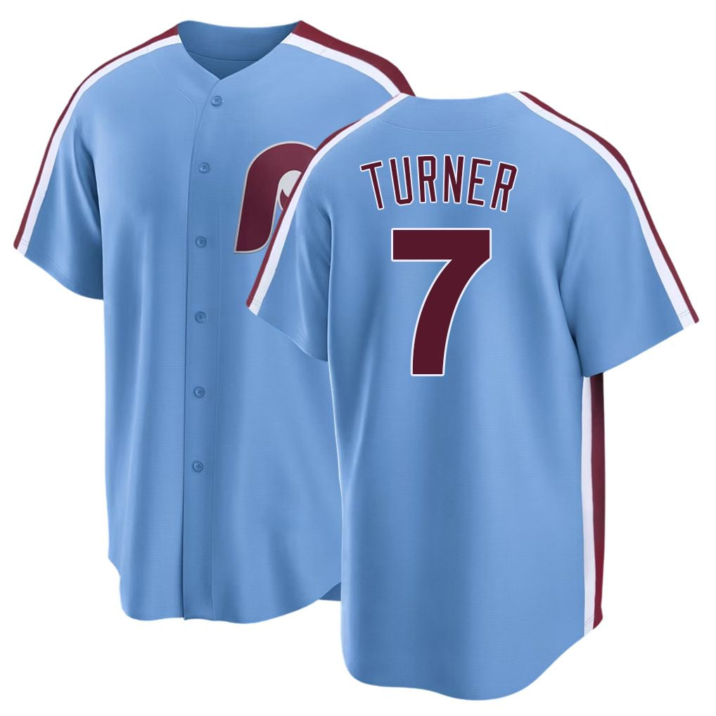 Philadelphia #7 Turner Player Baseball Short Sleeve Blue Jersey Trea For Men Women Youth Gift