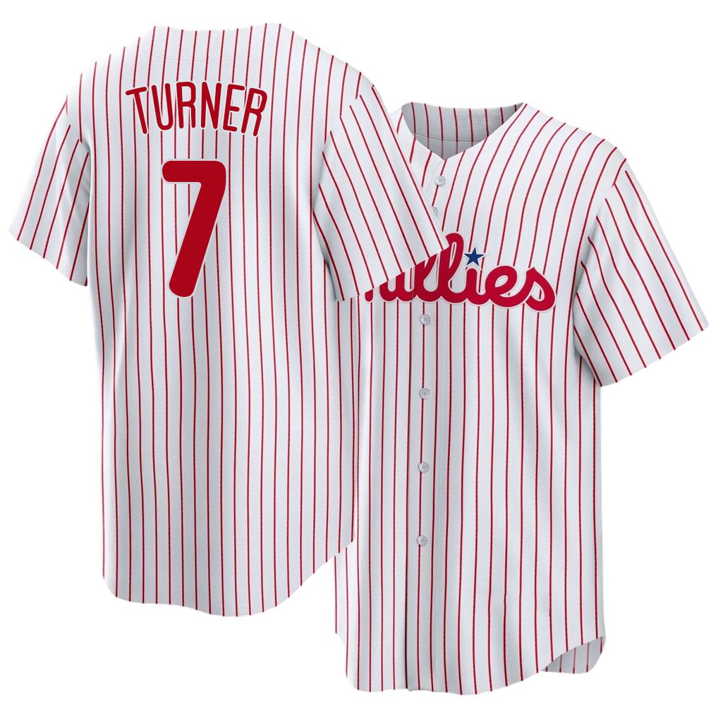 Philadelphia #7 Turner Player Baseball Short Sleeve White Jersey Trea For Men Women Youth Gift