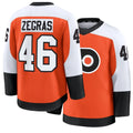 Mens Philadelphia #46 Zegras Player Ice hockey Long Sleeve Orange Trevor Jersey