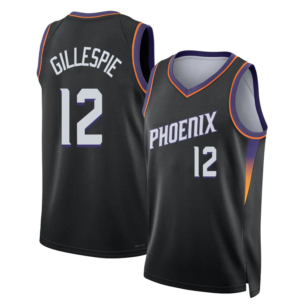 Phoenix #12 Gillespie Player Basketball Sleeveless Black Jersey Collin For Adult Youth