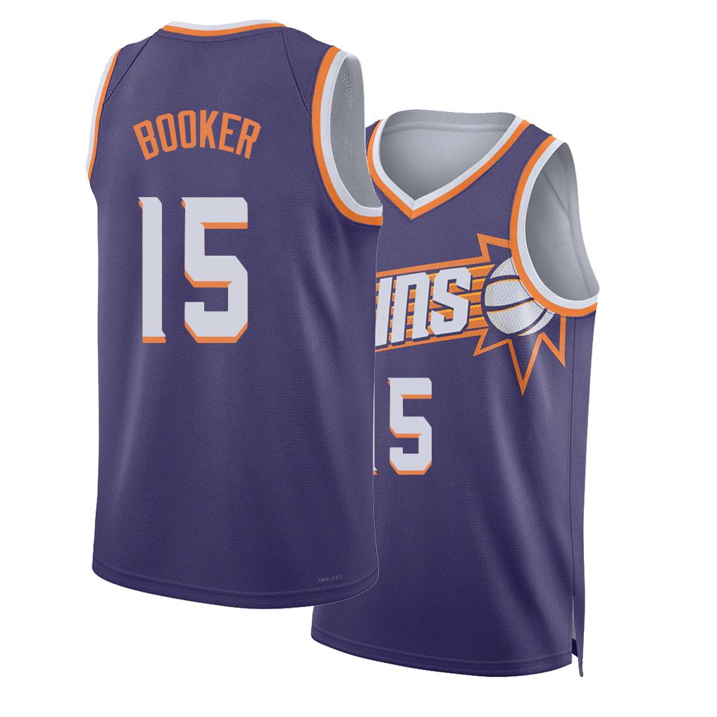 Phoenix #15 Booker Player Basketball Sleeveless Purple Jersey Devin For Adult Youth