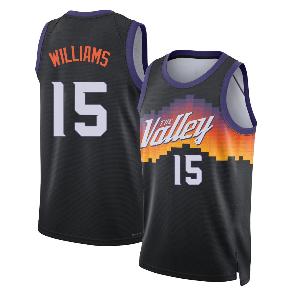 Phoenix #15 Williams Player Basketball Sleeveless Black Jersey Mark For Adult Youth