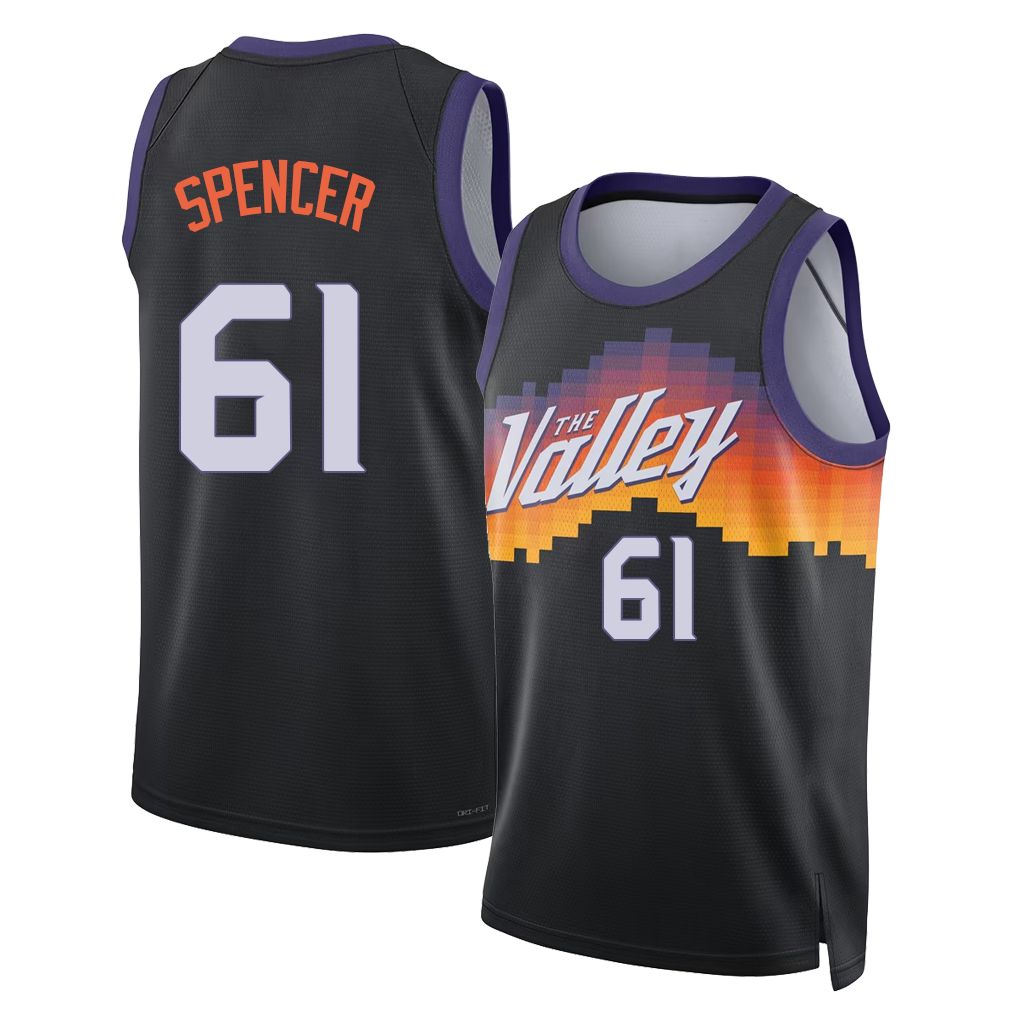 Phoenix #61 Spencer Player Basketball Sleeveless Black Jersey Pat For Adult Youth