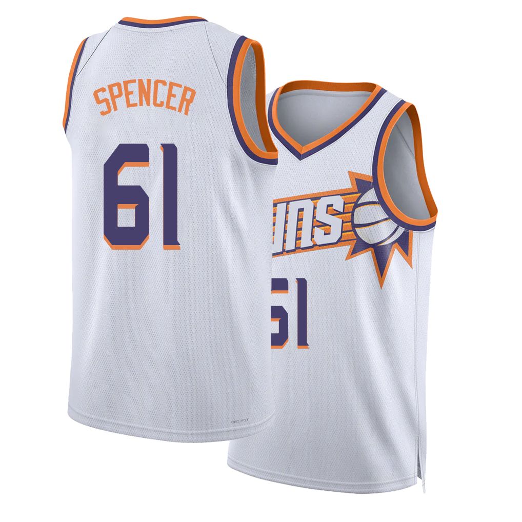 Phoenix #61 Spencer Player Basketball Sleeveless White Jersey Pat For Adult Youth