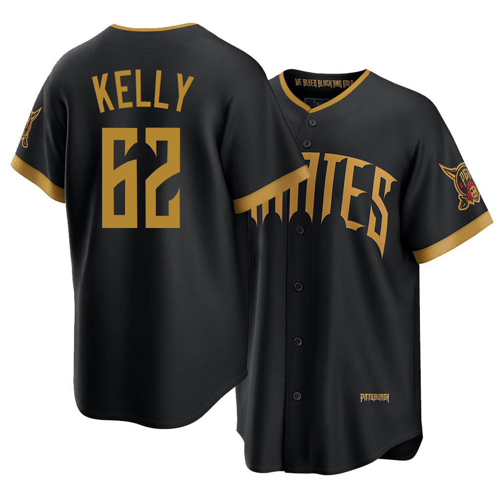 Pittsburgh #62 Kelly Player Baseball Short Sleeve Black Jersey Antwone For Men Women Youth Gift