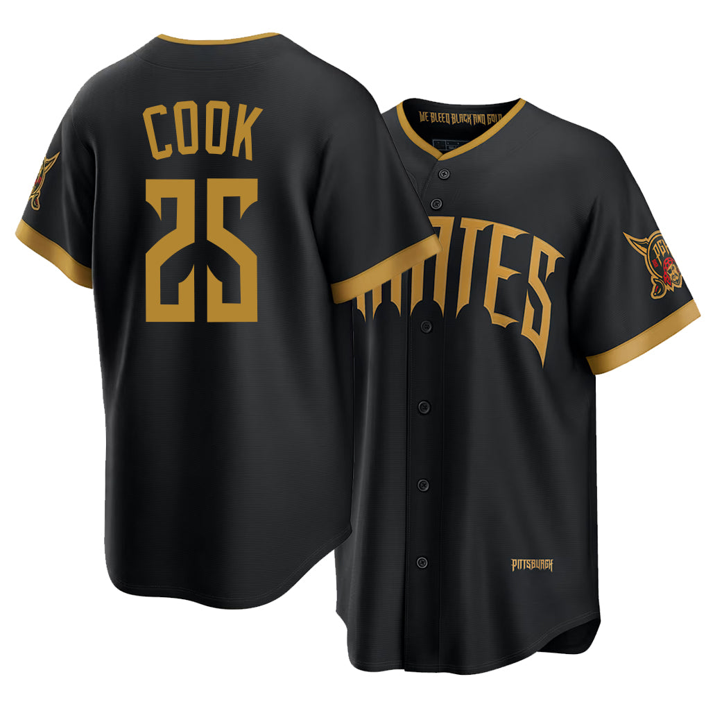Pittsburgh #25 Cook Player Baseball Short Sleeve Black Jersey Billy For Men Women Youth Gift