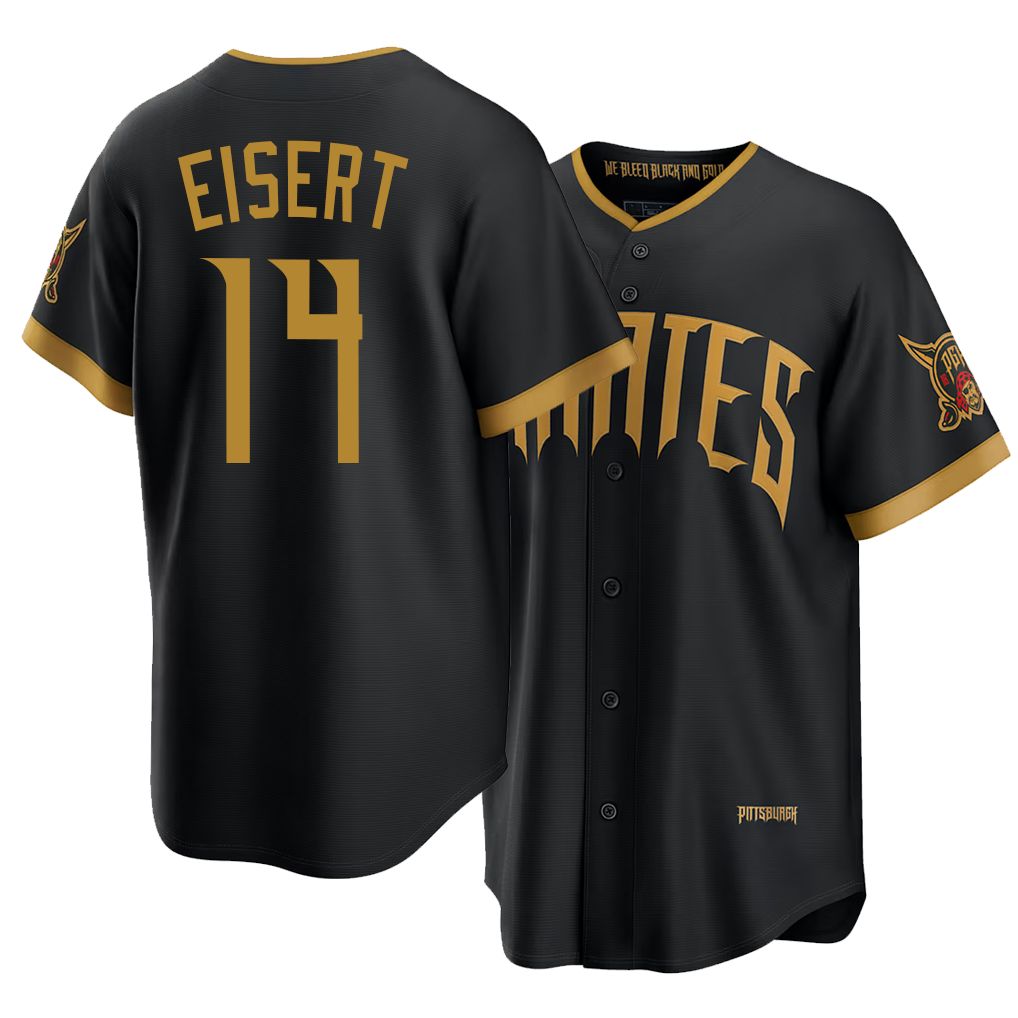 Pittsburgh #14 Eisert Player Baseball Short Sleeve Black Jersey Brandon For Men Women Youth Gift