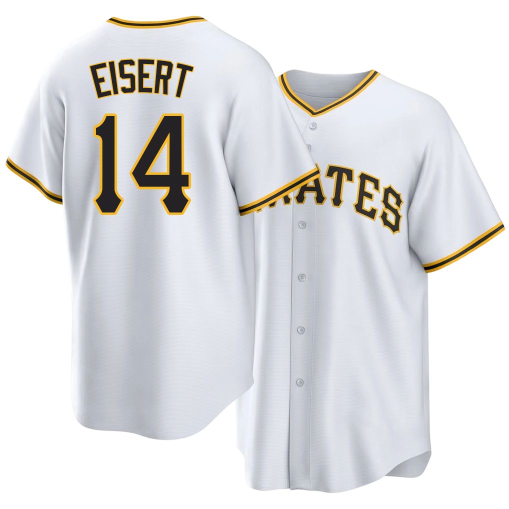 Pittsburgh #14 Eisert Player Baseball Short Sleeve White Jersey Brandon For Men Women Youth Gift