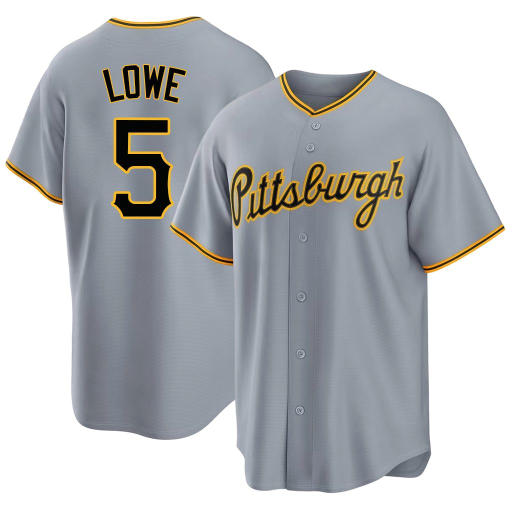 Pittsburgh #5 Lowe Player Baseball Short Sleeve Gray Jersey Brandon For Men Women Youth Gift