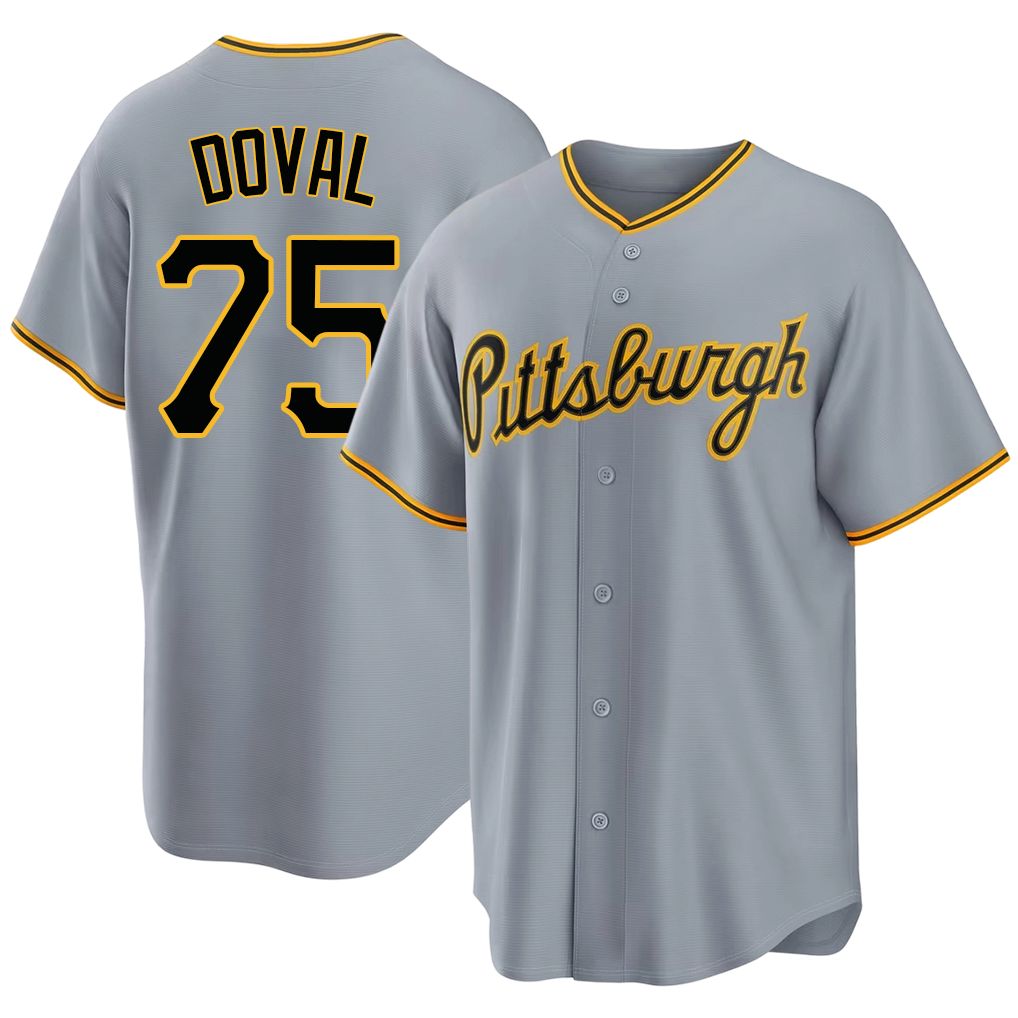 Pittsburgh #75 Doval Player Baseball Short Sleeve Gray Jersey Camilo For Men Women Youth Gift