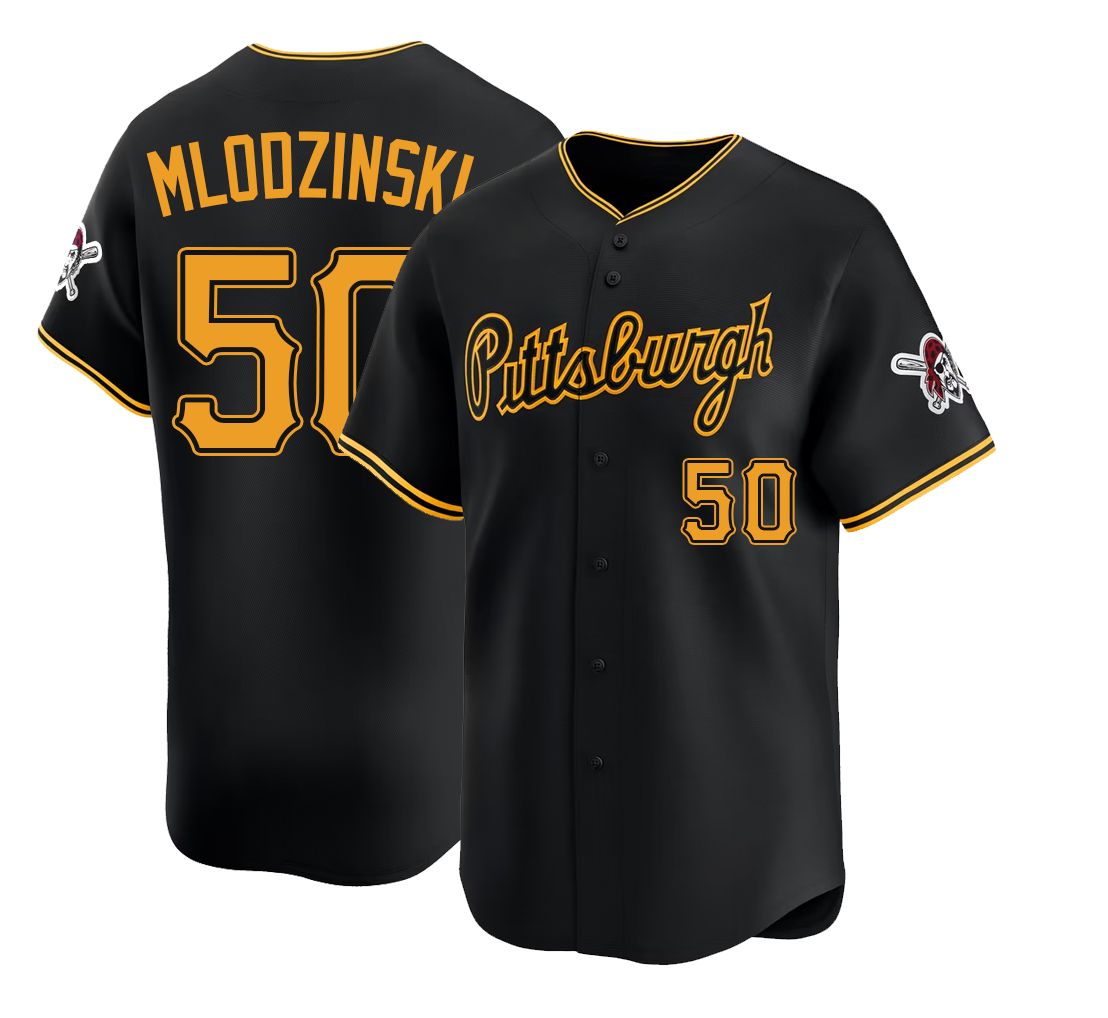 Pittsburgh #50 Mlodzinski Player Baseball Short Sleeve Black Jersey Carmen For Men Women Youth Gift