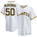 Pittsburgh #50 Mlodzinski Player Baseball Short Sleeve White Jersey Carmen For Men Women Youth Gift