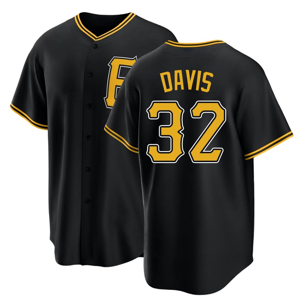 Pittsburgh #32 Davis Player Baseball Short Sleeve Black Jersey Henry For Men Women Youth Gift