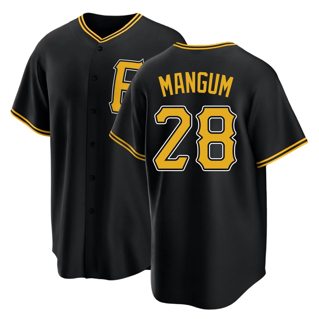 Pittsburgh #28 Mangum Player Baseball Short Sleeve Black Jersey Jake For Men Women Youth Gift