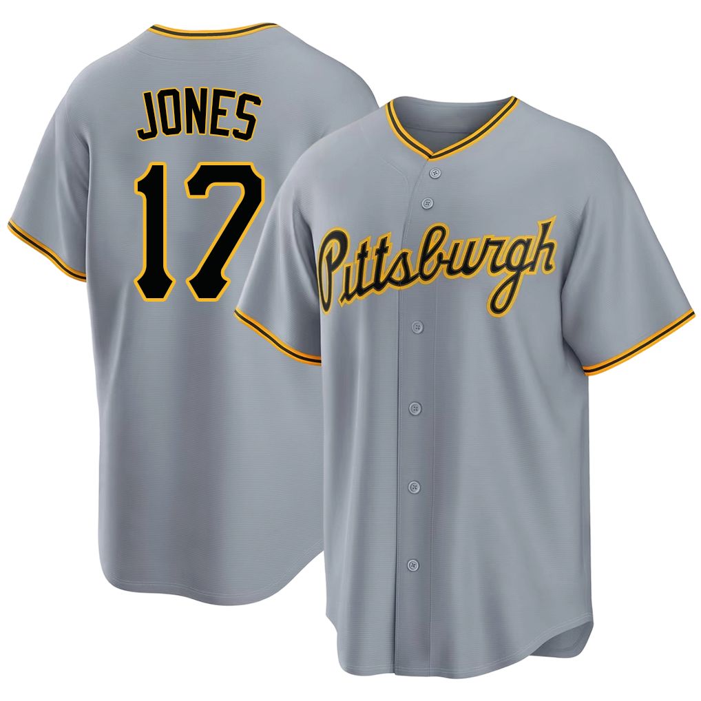 Pittsburgh #17 Jones Player Baseball Short Sleeve Gray Jersey Jared For Men Women Youth Gift