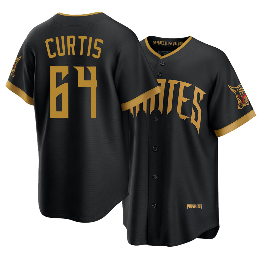 Pittsburgh #64 Curtis Player Baseball Short Sleeve Black Jersey Khristian For Men Women Youth Gift