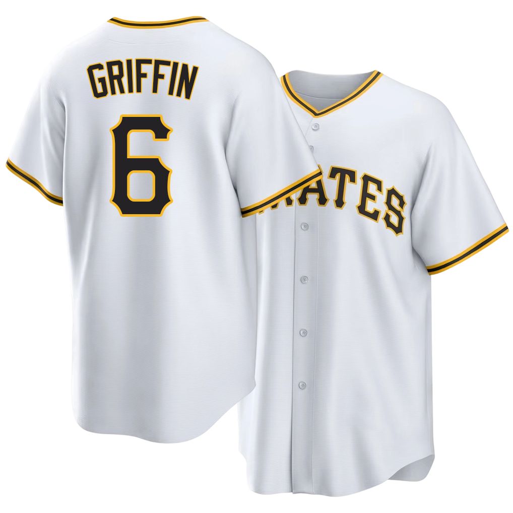 Pittsburgh #6 Griffin Player Baseball Short Sleeve White Jersey Konnor For Men Women Youth Gift