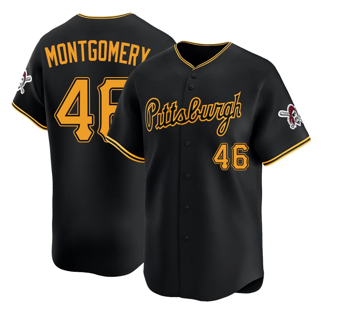 Pittsburgh #46 Montgomery Player Baseball Short Sleeve Black Jersey Mason For Men Women Youth Gift