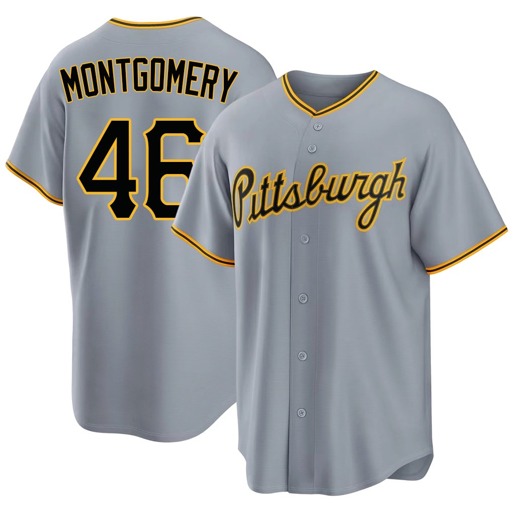 Pittsburgh #46 Montgomery Player Baseball Short Sleeve Gray Jersey Mason For Men Women Youth Gift