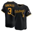 Pittsburgh #3 Gonzales Player Baseball Short Sleeve Black Jersey Nick For Men Women Youth Gift