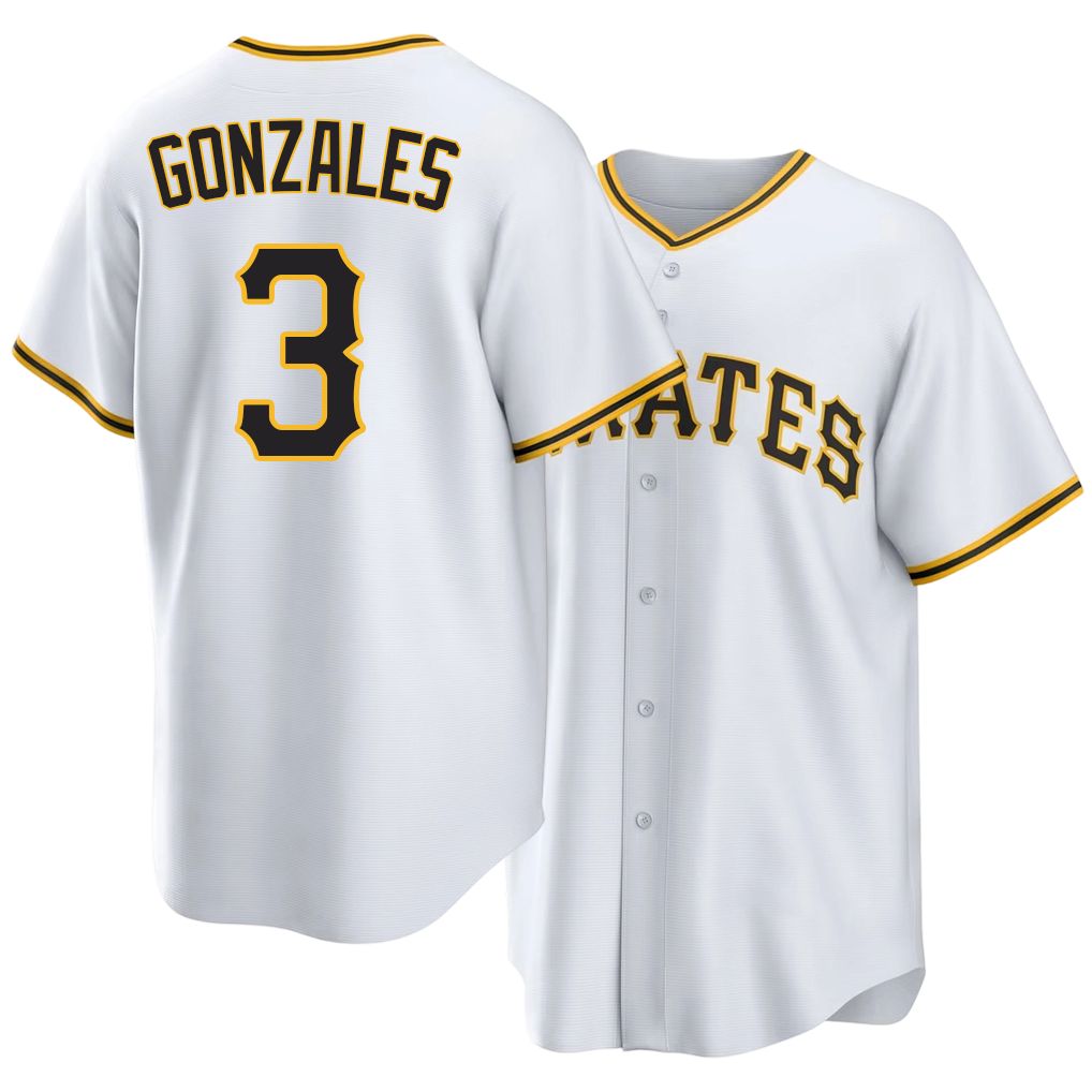 Pittsburgh #3 Gonzales Player Baseball Short Sleeve White Jersey Nick For Men Women Youth Gift