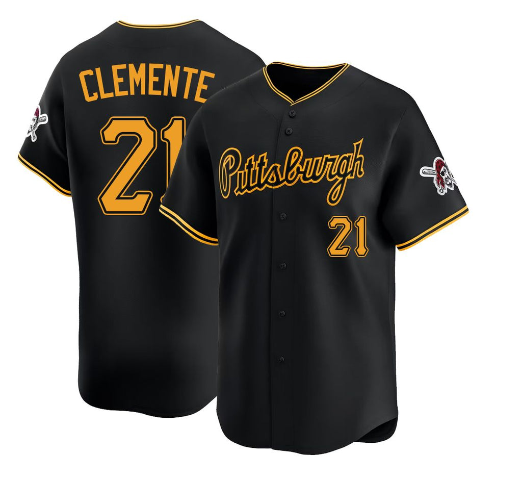 Pittsburgh #21 Clemente Player Baseball Short Sleeve Black Jersey Roberto For Men Women Youth Gift