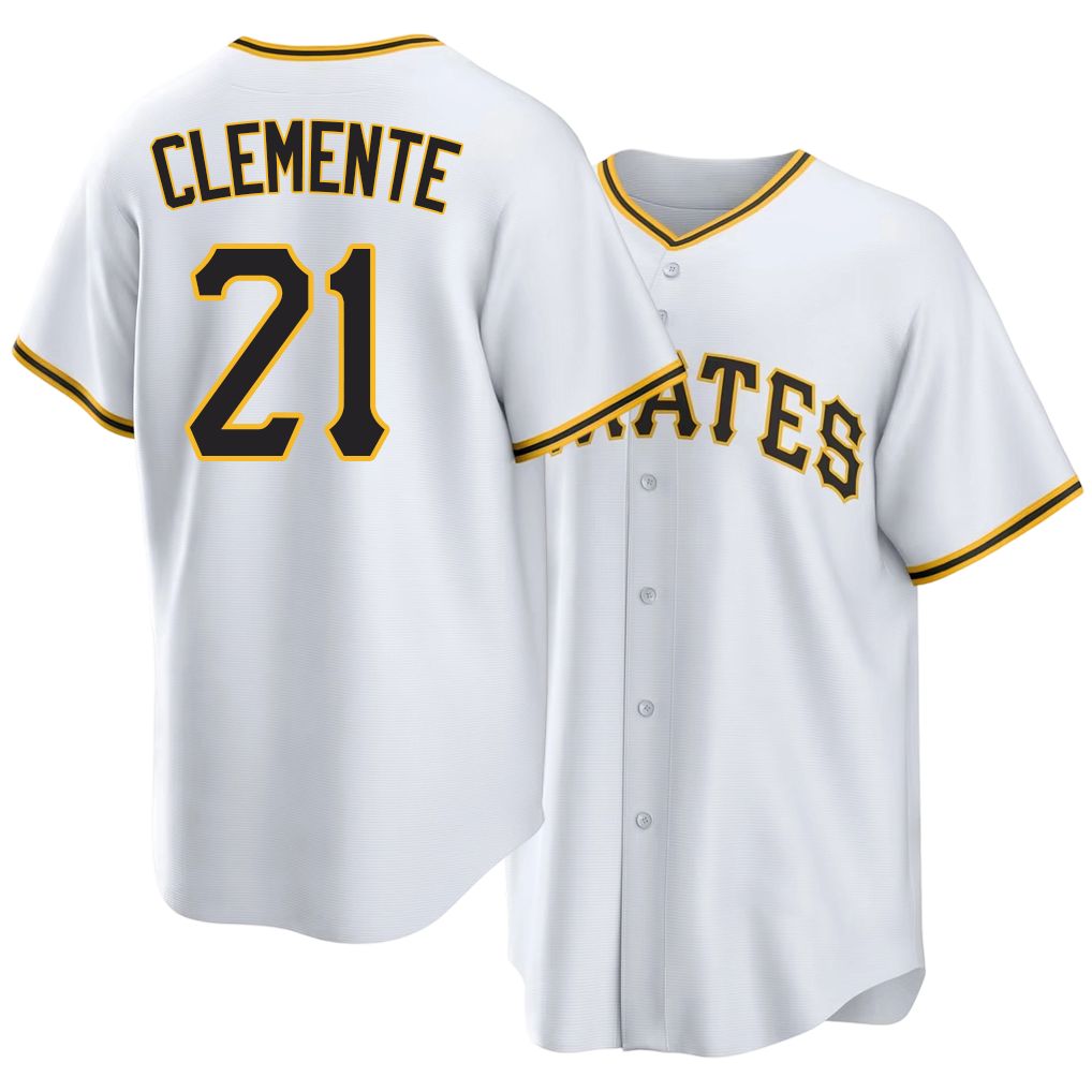 Pittsburgh #21 Clemente Player Baseball Short Sleeve White Jersey Roberto For Men Women Youth Gift