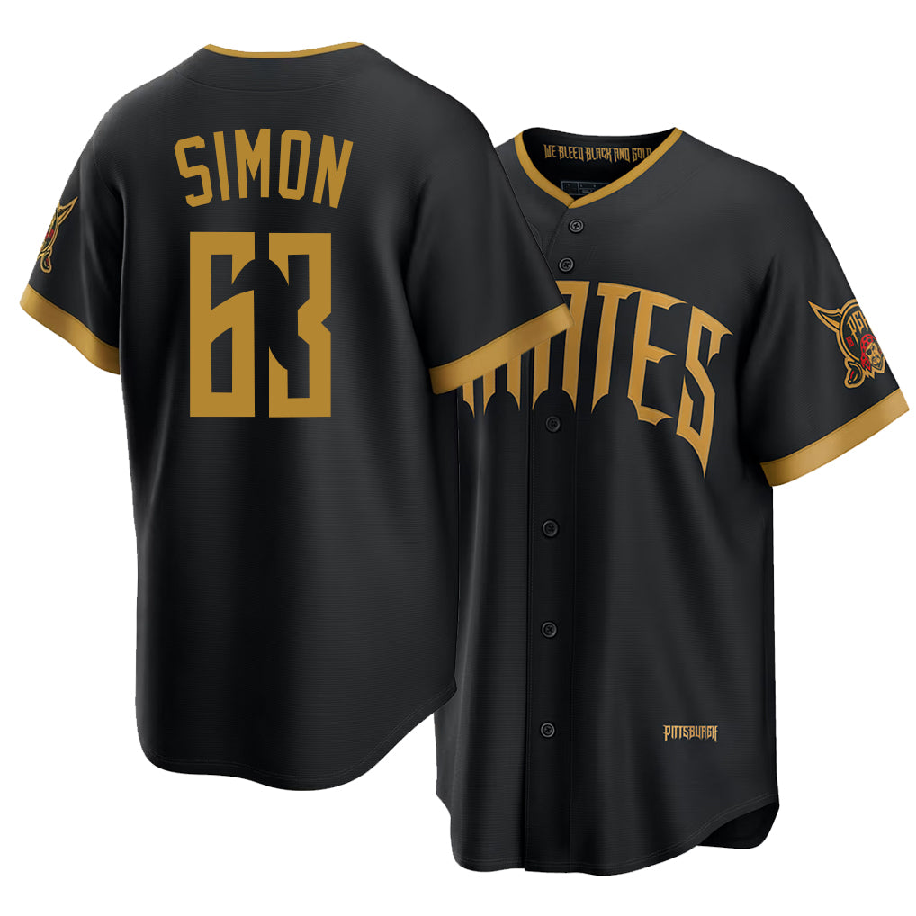 Pittsburgh #63 Simon Player Baseball Short Sleeve Black Jersey Ronny For Men Women Youth Gift