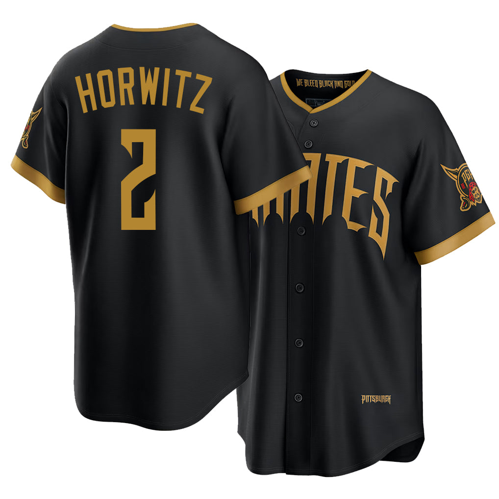 Pittsburgh #2 Horwitz Player Baseball Short Sleeve Black Jersey Spencer For Men Women Youth Gift
