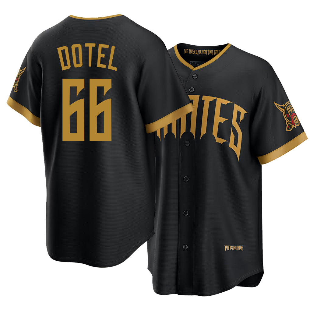 Pittsburgh #66 Dotel Player Baseball Short Sleeve Black Jersey Wilber For Men Women Youth Gift