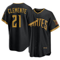 Pittsburgh #21 Clemente Player Baseball Short Sleeve Black Jersey Roberto For Men Women Youth Gift
