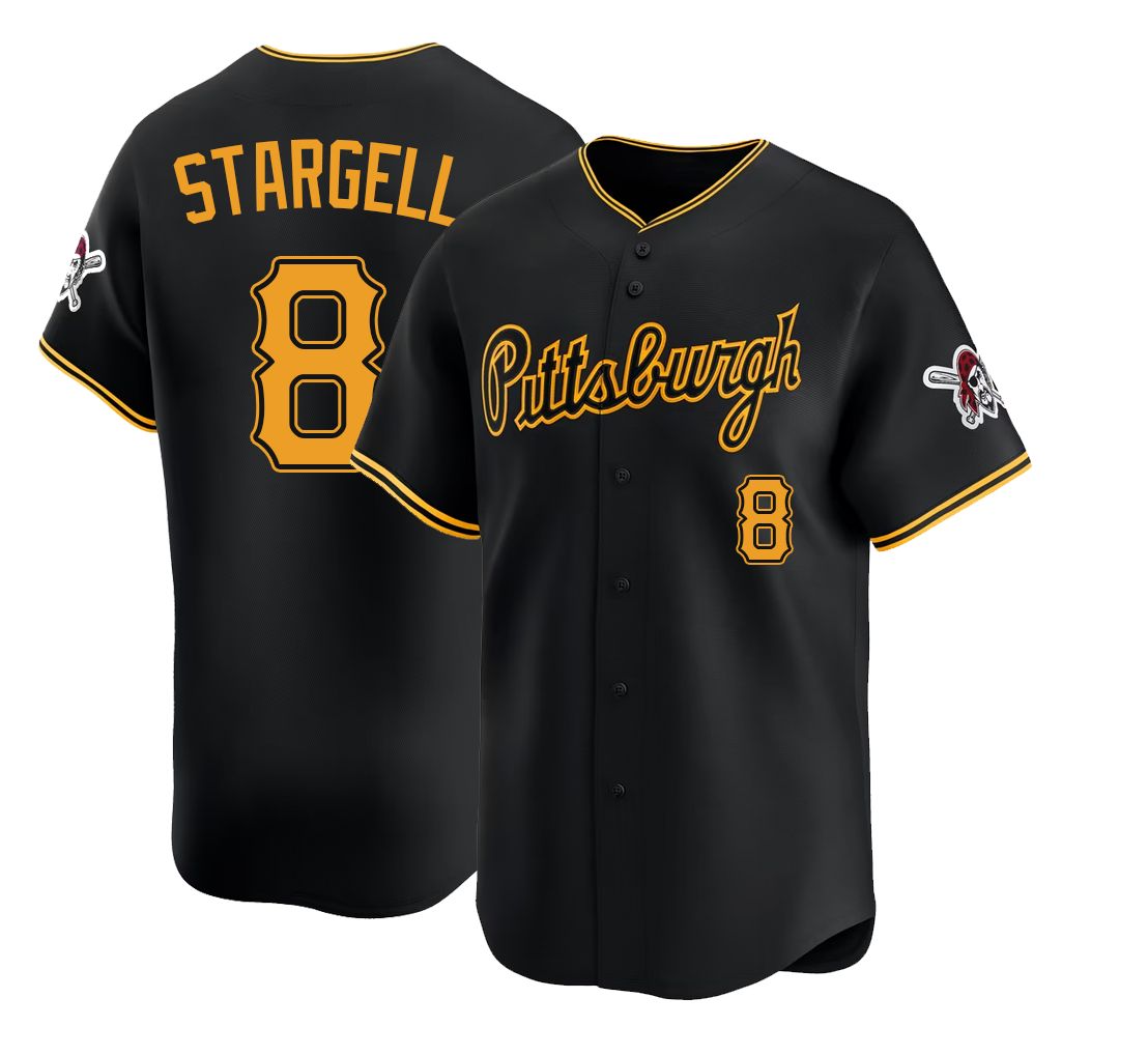 Pittsburgh #8 Stargell Player Baseball Short Sleeve Black Jersey Willie For Men Women Youth Gift